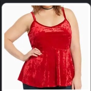 NWT Torrid Red Velvet Peplum Shirt Size 1